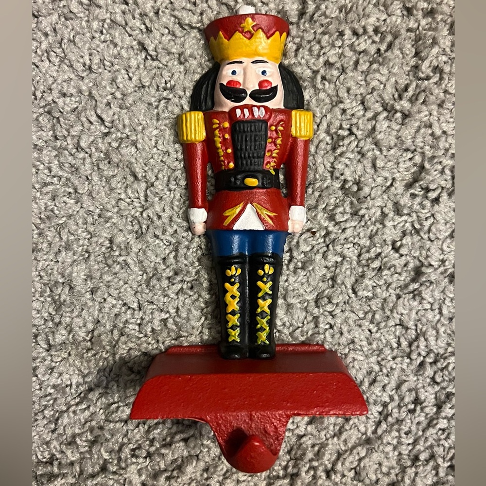 Vintage Cast Iron Nutcracker Stocking Hanger Christmas
